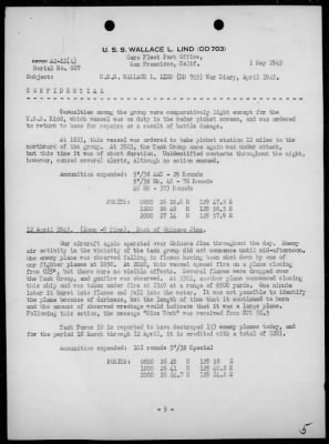 Thumbnail for USS WALLACE L LIND > War Diary, 4/1-30/1945