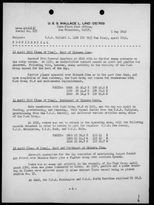 Thumbnail for USS WALLACE L LIND > War Diary, 4/1-30/1945