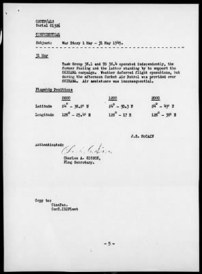 COM SECOND CARRIER TASK FORCE (COMTASKFOR 38) > War Diary, 5/1-31/45