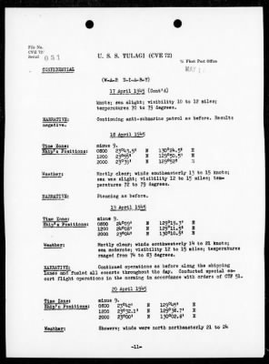 USS TULAGI > War Diary, 3/1/45 to 5/31/45