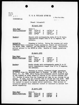 USS TULAGI > War Diary, 3/1/45 to 5/31/45