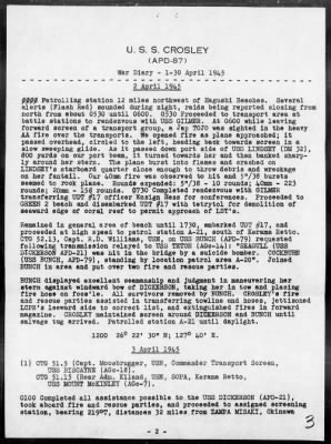 USS CROSLEY > War Diary, 4/1-30/45