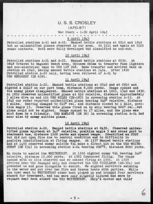 USS CROSLEY > War Diary, 4/1-30/45