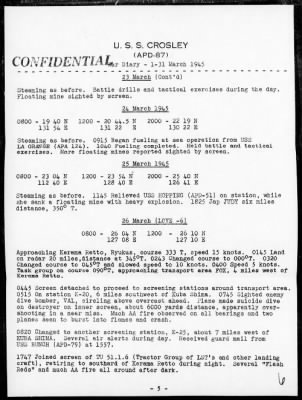 USS CROSLEY > War Diary, 3/1-31/45