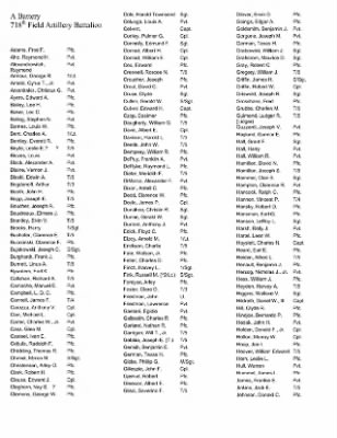 Thumbnail for History of the 63rd Infantry Division Artillery > 63rd Division Artillery Roster