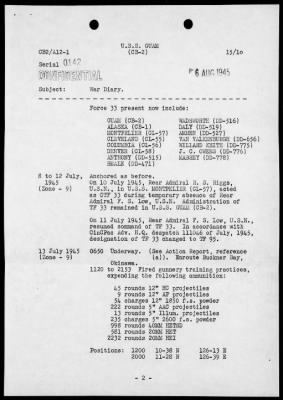 USS GUAM > War Diary, 7/1-31/45