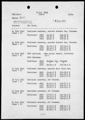 USS GUAM > War Diary, 7/1-31/45