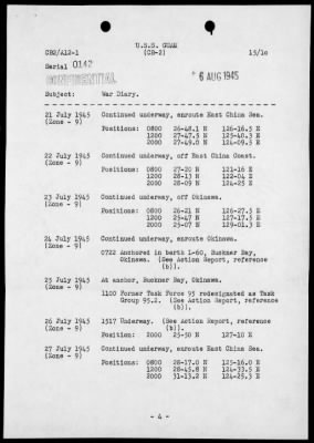 USS GUAM > War Diary, 7/1-31/45