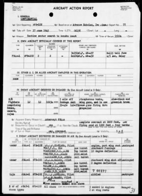 VPB-102 > ACA Reps Nos 67, 72-73 & 77 - Patrol opers against Japan, 6/3-17/45