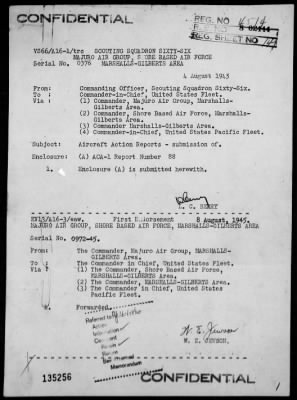 VS-66 > ACA Rep #88-Bombing & strafing targets on islands of Wotje & Jaluit Atolls, Marshalls on 8/4/45