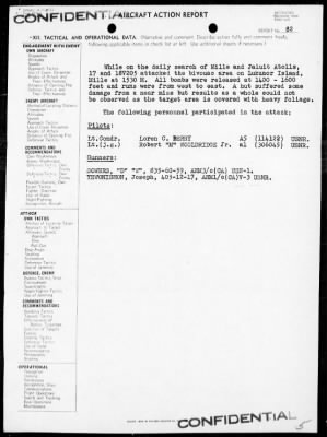 VS-66 > ACA Rep #82-Bombing & strafing bivouac area on Lukunor Island, Mille Atoll, Marshalls on 7/29/45