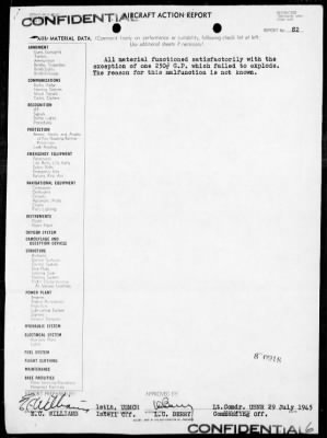 VS-66 > ACA Rep #82-Bombing & strafing bivouac area on Lukunor Island, Mille Atoll, Marshalls on 7/29/45