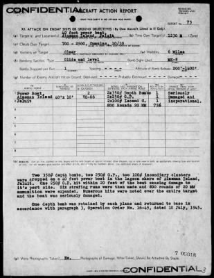 Thumbnail for VS-66 > ACA Rep #73 - Air opers against the Marshall Islands on 7/15/45