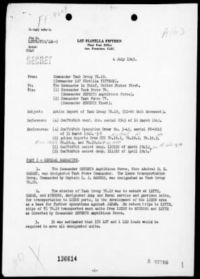 COMTASK-GROUP 76.19 > Rep of opers in the movement of development forces to Luzon Island, Philippines, 3/14/45-4/24/45