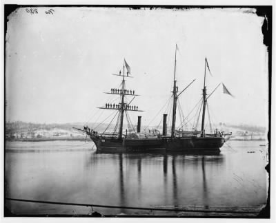 1013 - [Washington, District of Columbia]. Brazilian Steam Frigate at Navy Yard. Yards manned on the occasion of the President's visit