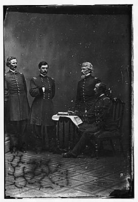 118 - McClellan and staff. L to R: Capt. Clark, Gen. McClellan, Capt. Van Vliet, Maj. Barry