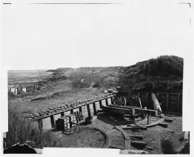 Thumbnail for 1181 - Fort Fisher, N.C. View of the land front, showing destroyed gun carriage in second traverse