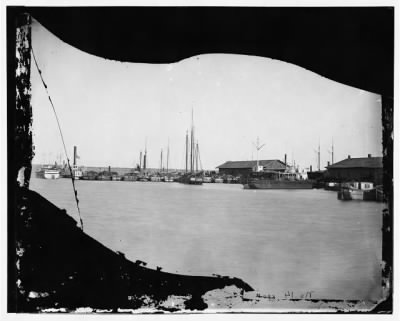 Thumbnail for 1197 - Aquia Creek Landing, Virginia. Supply boats at the wharf