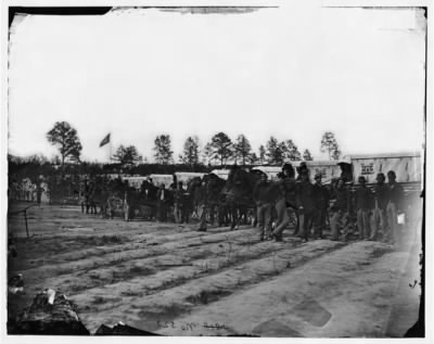 Thumbnail for 1203 - Falmouth, Va. Men and wagons of the Engineer Corps ambulance train; another view