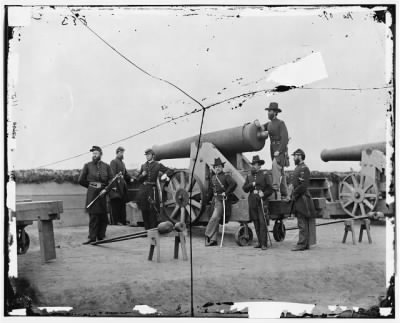 Thumbnail for 1364 - Washington, D.C., vicinity. Seven officers by a big gun in a fort