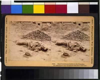 1566 - Dead Confederate soldier in the trenches