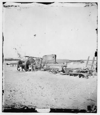 Thumbnail for 1584 - Folly Island, S.C. (vicinity of Charleston). Beached remains of the British-built blockade runner Ruby, run aground after passing the Federal squadron, June 10-11, 1863