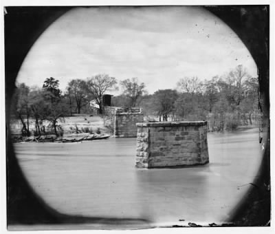 Thumbnail for 1702 - Richmond, Va. Ruins of Richmond & Danville Railroad bridge; the city beyond