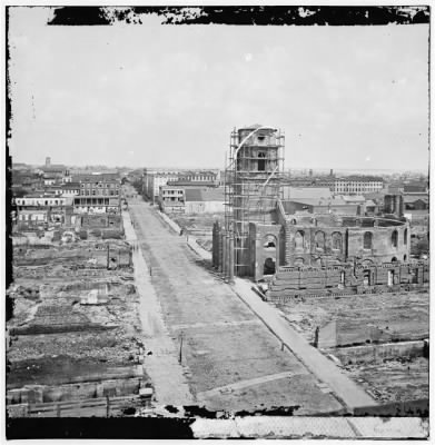 Thumbnail for 1713 - Charleston, S.C. View from roof of the Mills House, looking up Meeting Street; ruins of the Circular Church in center