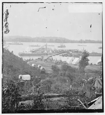 1820 - Belle Plain, Va. Army wagons and transports at the lower landing