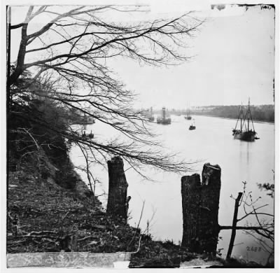 Thumbnail for 2094 - Varina Landing, Virginia (vicinity). View of ships on James River. (Near here Gen. Ord's 18th Army Corps crossed the James)