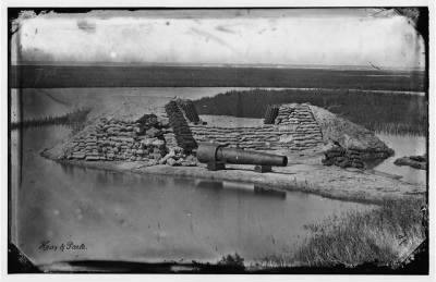 214 - Morris Island, South Carolina. Battery Hays. One 8-inch Parrot Rifle dismounted. Breaching battery against Fort Sumter