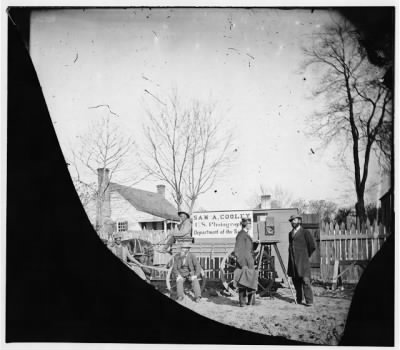 Thumbnail for 216 - Unknown location. Wagons and camera of Sam A. Cooley, U.S. photographer, Department of the South