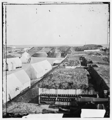 2338 - Charleston, South Carolina (vicinity). Interior view of Fort Wagner, showing quarters of Federal garrison. (Morris Island)