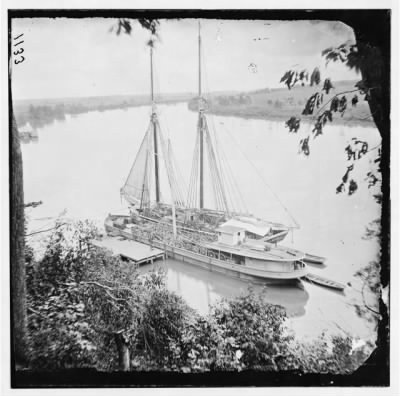 2441 - Drewry's Bluff, Virginia. Federal transports with cargoes of artillery on the James