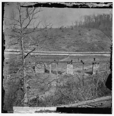 2876 - Hanover Junction, Pennsylvania. Bridge at Hanover Junction burned by Confederates before the battle of Gettysburg