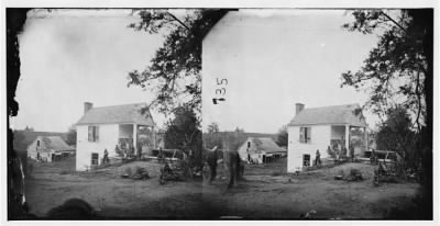 2916 - Fredericksburg, Virginia. House near Marye's house on heights in the rear of Fredericksburg showing the effects of shot and shell