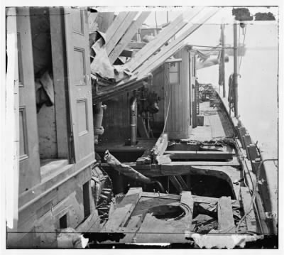 Thumbnail for 3199 - James River, Virginia. View of damaged deck of Confederate gunboat TEASER, captured on July 4, 1862 by U.S.S. MARATANZA