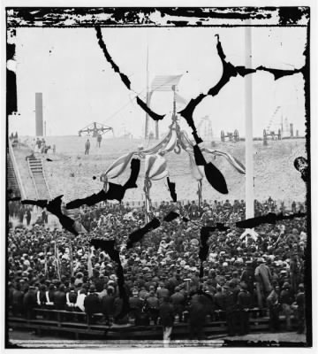 3336 - Charleston Harbor, South Carolina. Interior view of Fort Sumter during ceremony of raising flag