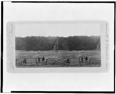 Thumbnail for 3508 - Meadow over which the 2d Mass. and 27th Indiana charged on morning of July 3d--Woods occupied by Confederates, Johnson's Div., Ewell's Corps