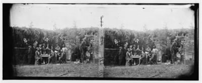 Thumbnail for 3524 - [Petersburg, Virginia]. Group at Telegraphic Corps quarters. Headquarters, Army of the Potomac