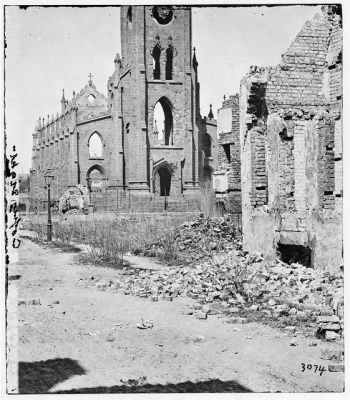 Thumbnail for 3710 - Charleston, South Carolina. Roman Catholic Cathedral of St. John and St. Finbar (Broad and Legare Streets) destroyed in the fire of December 1861. (front view)