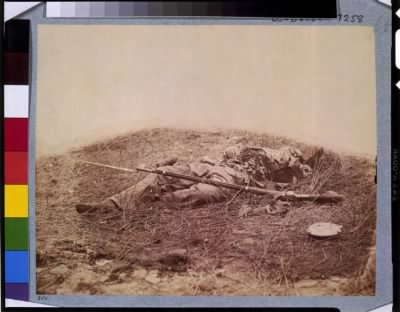 Thumbnail for 3730 - Battlefield of Gettysburg--Body of a soldier in 'the wheat field,' evidently killed by the explosion of a shell