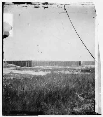 Thumbnail for 4064 - Charleston, South Carolina (vicinity). Stockade on Morris Island where Confederate prisoners were confined under fire in retaliation for placing Federal prisoners under fire in Charleston