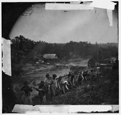 Thumbnail for 4180 - Jericho Mills, Virginia. Party of the 50th New York Engineers building a road on the south bank of the North Anna River