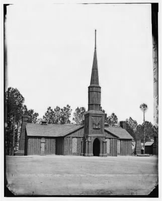 5304 - Poplar Grove, Va. Log church built by the 50th New York Engineers, with the engineer insignia above the door