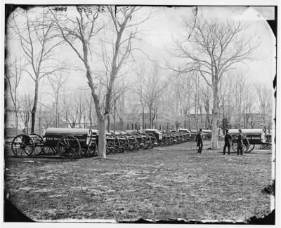 Thumbnail for 5385 - Washington, D.C. Park of Wiard guns at the Arsenal; H.L. Stuart, Nathaniel P. Willis, and Gen. Daniel E. Sickles at right