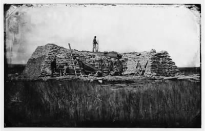 5430 - Morris Island (vicinity), South Carolina. The 'Marsh Battery' or 'Swamp Angel' after the explosion, August 22, 1863