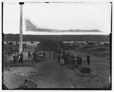 Thumbnail for 5480 - Arlington, Va. Interior view of Fort C. F. Smith, with gun crew of Company L, 2d New York Artillery