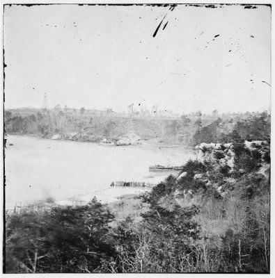 5693 - [Point of Rocks, Virginia (vicinity).] View along river. Butler's signal tower in distance