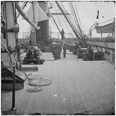 Thumbnail for 5726 - Charleston Harbor, S.C. Crew members, quarterdeck, and starboard battery of U.S.S. Pawnee